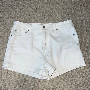 White Jean High Rise Stretch Shorts